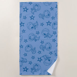 Peanuts   Snoopy Blue Space Astronaut Pattern Beach Towel