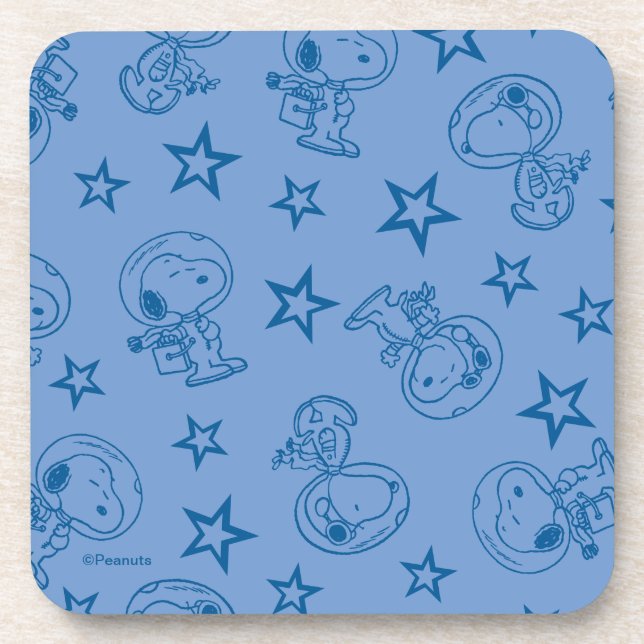 Peanuts | Snoopy Blue Space Astronaut Pattern Coaster (Front)