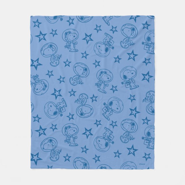 Peanuts | Snoopy Blue Space Astronaut Pattern Fleece Blanket (Front)
