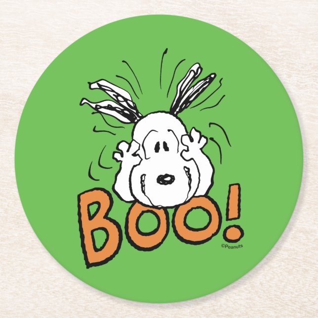 Peanuts | Snoopy Boo Round Paper Coaster (Front)