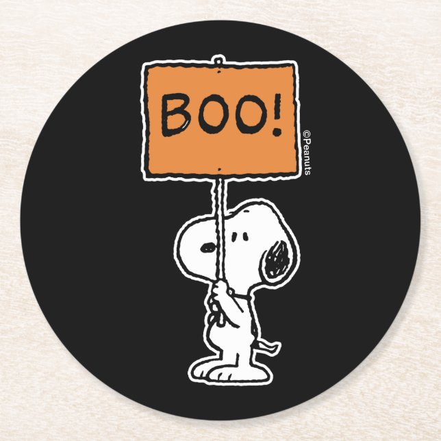 Peanuts | Snoopy Boo! Round Paper Coaster (Front)