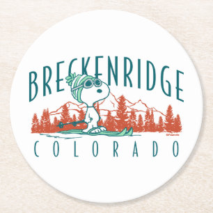 Peanuts Snoopy Breckenridge Colorado Round Paper Coaster