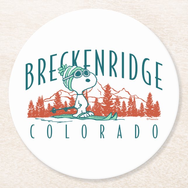 Peanuts | Snoopy Breckenridge Colorado Round Paper Coaster (Front)