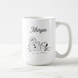 Peanuts | Snoopy Builds A Snowman | Add Your Name Coffee Mug<br><div class="desc">Check out this fun Peanuts design featuring Snoopy.</div>