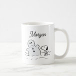 Peanuts | Snoopy Builds A Snowman | Add Your Name Coffee Mug<br><div class="desc">Check out this fun Peanuts design featuring Snoopy.</div>