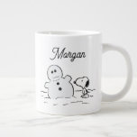 Peanuts | Snoopy Builds A Snowman | Add Your Name Large Coffee Mug<br><div class="desc">Check out this fun Peanuts design featuring Snoopy.</div>