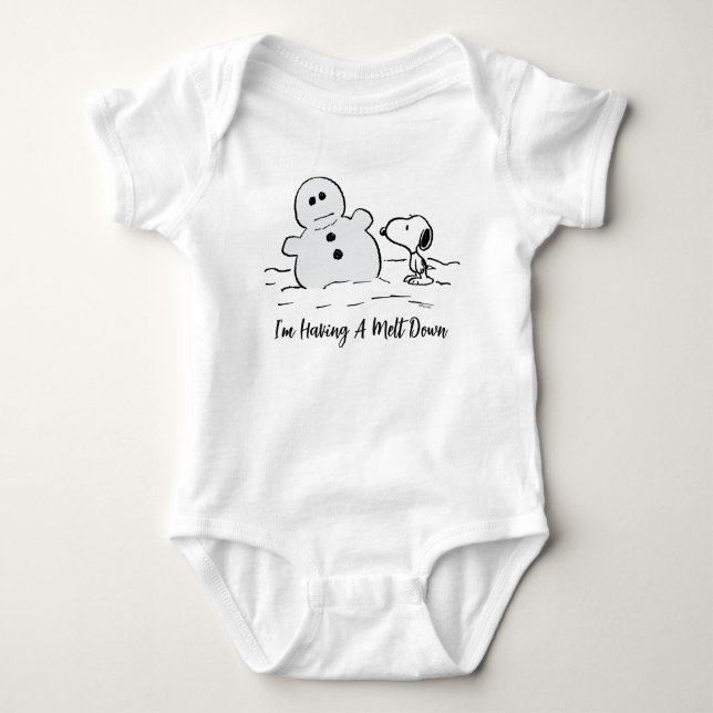 Peanuts | Snoopy Builds A Snowman Baby Bodysuit (Front)