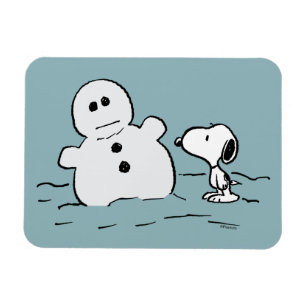 Peanuts   Snoopy Builds A Snowman Magnet