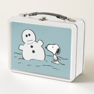 Peanuts Snoopy Builds A Snowman Metal Lunch Box