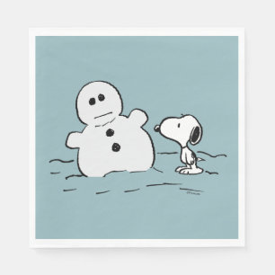 Peanuts Snoopy Builds A Snowman Napkin