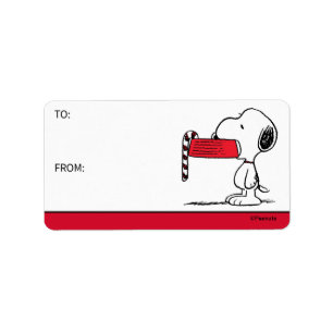 Peanuts Snoopy Candy Cane Food Dish Gift Tag