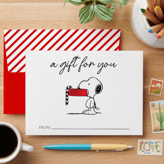 Peanuts | Snoopy Candy Cane Food Dish Holiday Gift Envelope (Desk)