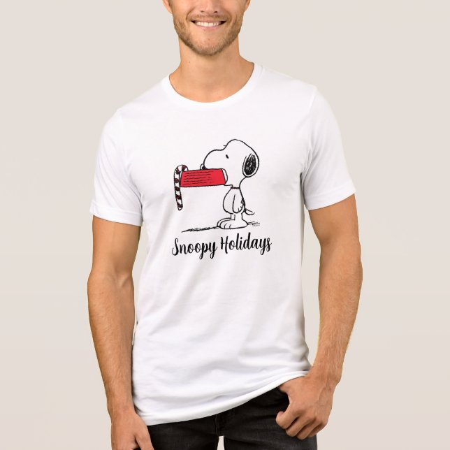 Peanuts | Snoopy Candy Cane Food Dish Tri-Blend Shirt (Front)