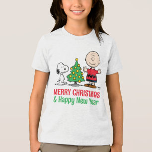 Peanuts   Snoopy & Charlie Brown Christmas Tree Tri-Blend Shirt