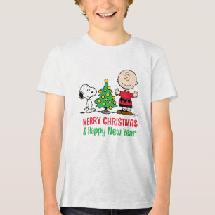 Peanuts   Snoopy & Charlie Brown Christmas Tree Tri-Blend Shirt