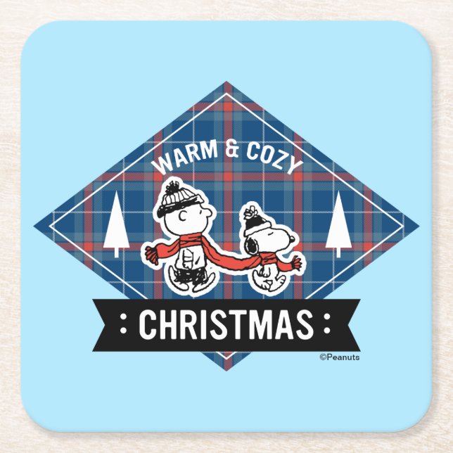 Peanuts | Snoopy & Charlie Brown Warm & Cosy Square Paper Coaster (Front)