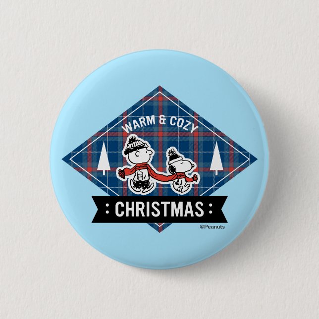 Peanuts | Snoopy & Charlie Brown Warm & Cozy 6 Cm Round Badge (Front)