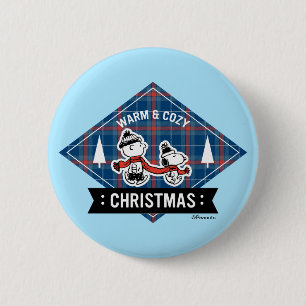 Peanuts   Snoopy & Charlie Brown Warm & Cozy 6 Cm Round Badge