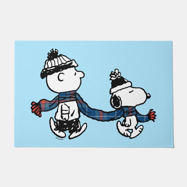 Peanuts | Snoopy & Charlie Brown Winter Scarf Doormat (Front)