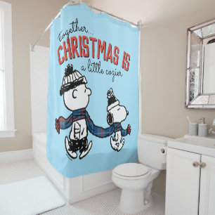 Peanuts   Snoopy & Charlie Brown Winter Scarf Shower Curtain
