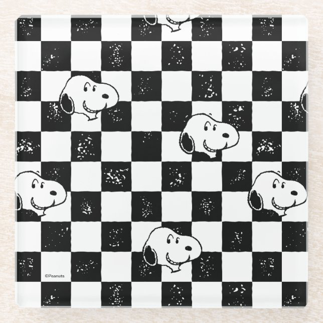Peanuts | Snoopy Chequered Flag Glass Coaster (Front)