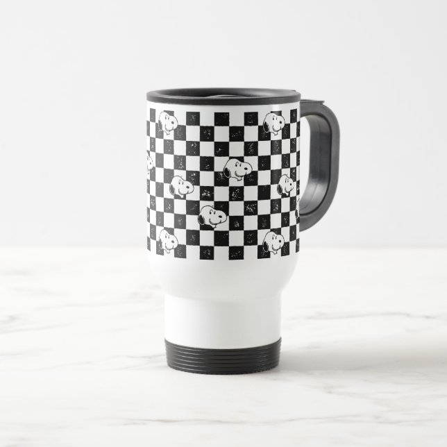 Peanuts | Snoopy Chequered Flag Travel Mug (Front Right)