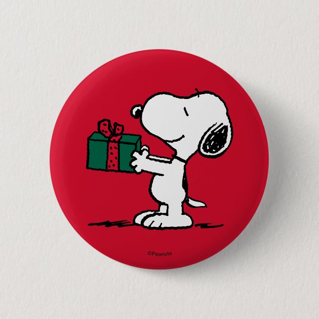Peanuts | Snoopy Christmas Gift Giver 6 Cm Round Badge (Front)