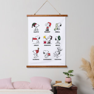 Peanuts Snoopy Christmas Holiday Moods Hanging Tapestry