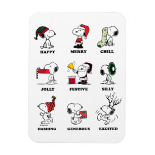 Peanuts Snoopy Christmas Holiday Moods Magnet