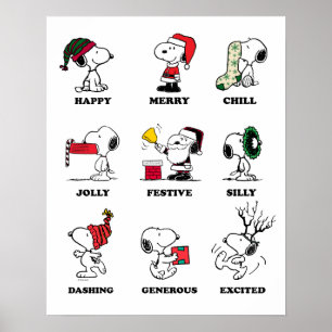 Peanuts Snoopy Christmas Holiday Moods Poster