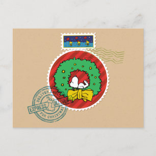 Peanuts   Snoopy Christmas Postage Stamp Holiday Postcard