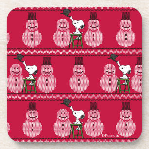 Peanuts Snoopy Christmas Sweater Snowman Coaster