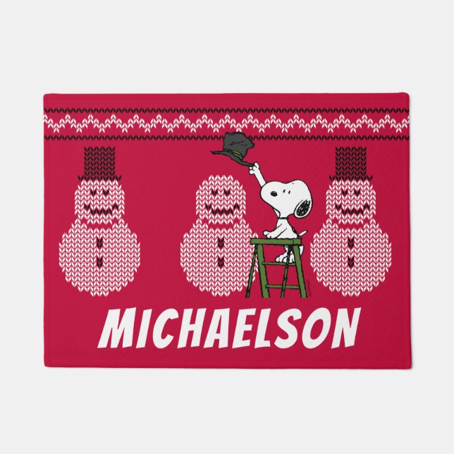Peanuts | Snoopy Christmas Sweater Snowman Doormat (Front)