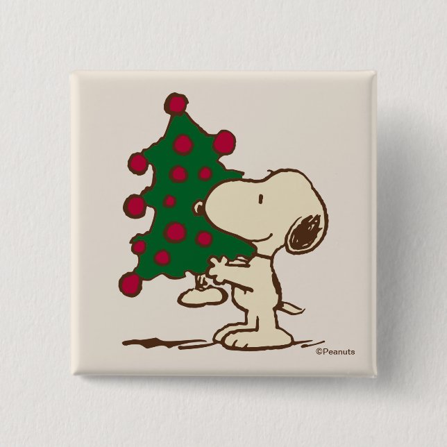 Peanuts | Snoopy Christmas Tree 15 Cm Square Badge (Front)