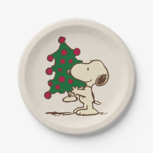 Peanuts   Snoopy Christmas Tree Paper Plate
