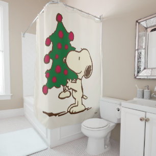 Peanuts   Snoopy Christmas Tree Shower Curtain