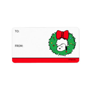 Peanuts Snoopy Christmas Wreath & Bow Gift Tag