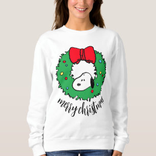 Peanuts   Snoopy Christmas Wreath & Bow Sweatshirt