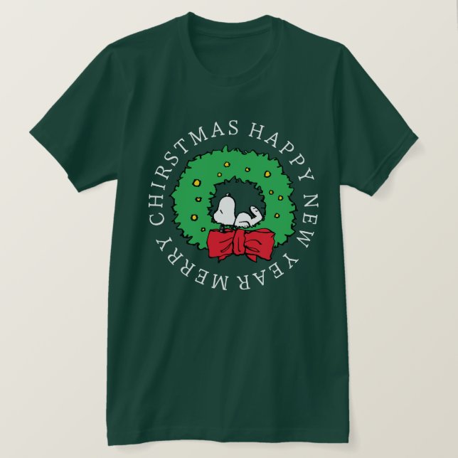 Peanuts | Snoopy Christmas Wreath T-Shirt (Design Front)