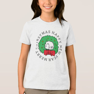 Peanuts   Snoopy Christmas Wreath Tri-Blend Shirt