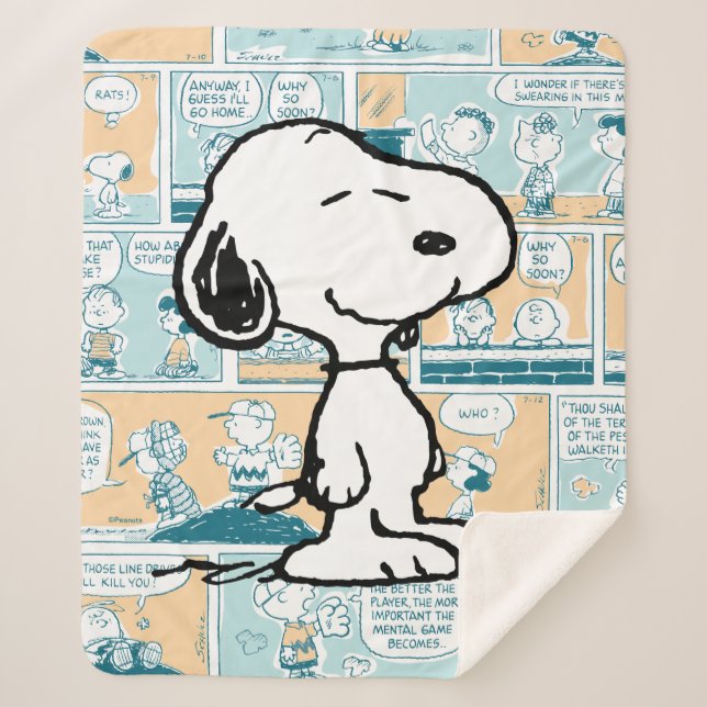 Peanuts | Snoopy Comic Pattern Sherpa Blanket (Front)