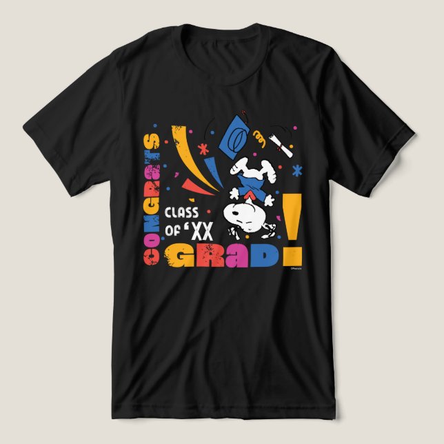 Peanuts Snoopy Congrats Grad Graduation Confetti Tri-Blend Shirt (Design Front)