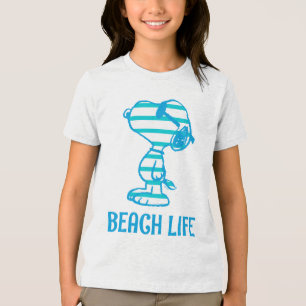 Peanuts   Snoopy Cyan Stripes Sunglasses Tri-Blend Shirt