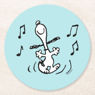 Peanuts   Snoopy Dancing Round Paper Coaster