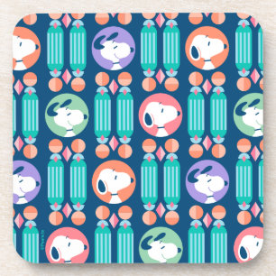Peanuts Snoopy Dark Blue Deco Dreams Pattern Coaster