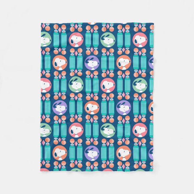 Peanuts | Snoopy Dark Blue Deco Dreams Pattern Fleece Blanket (Front)