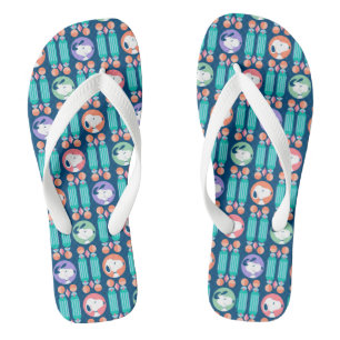Peanuts Snoopy Dark Blue Deco Dreams Pattern Flip Flops