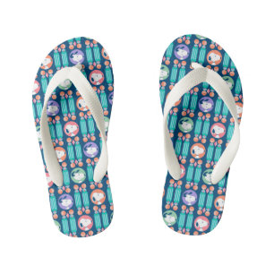 Peanuts   Snoopy Dark Blue Deco Dreams Pattern Kid's Flip Flops