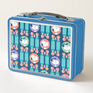 Peanuts   Snoopy Dark Blue Deco Dreams Pattern Metal Lunch Box