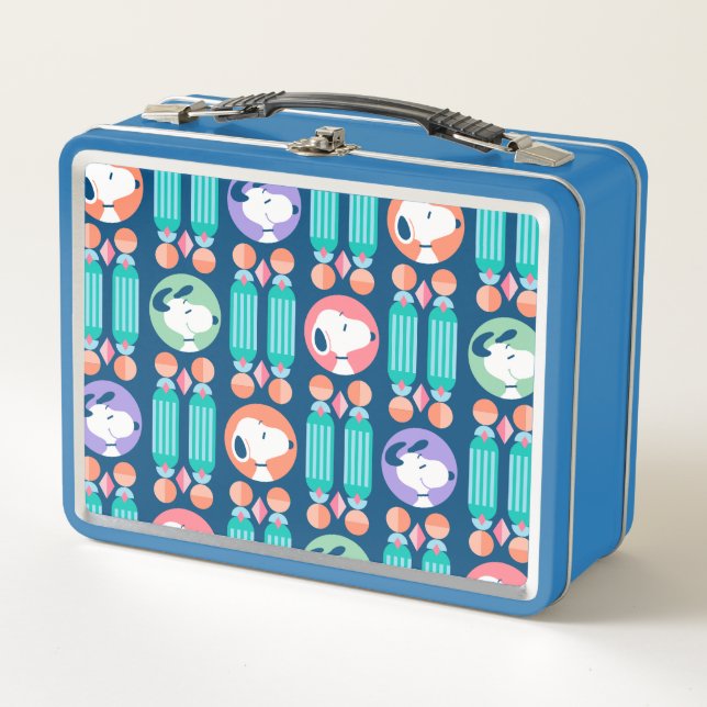 Peanuts | Snoopy Dark Blue Deco Dreams Pattern Metal Lunch Box (Front)